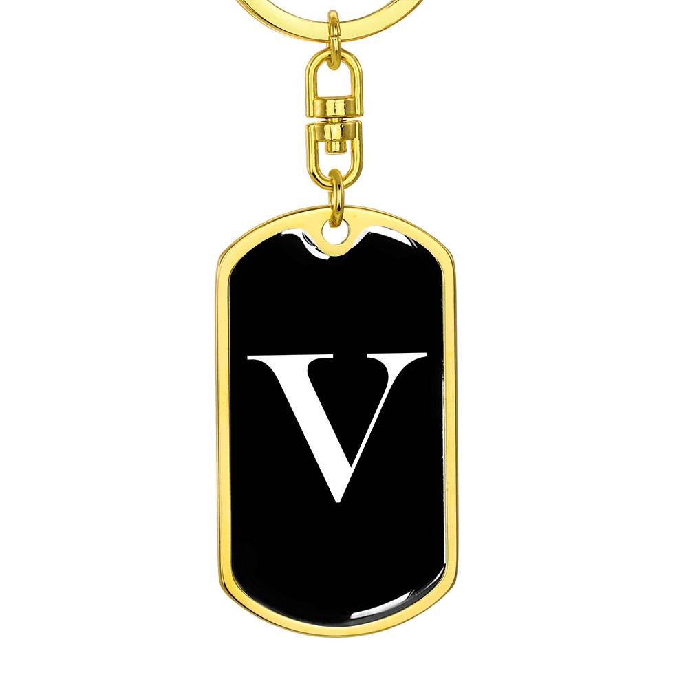 Initial V v3a - Luxury Dog Tag Keychain