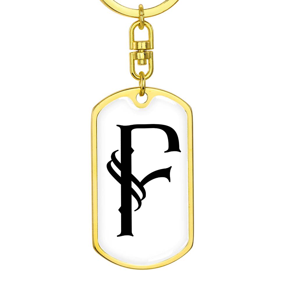 Initial F v001-14 - Luxury Dog Tag Keychain