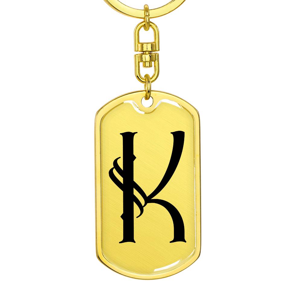 Initial K v001-11 - Luxury Dog Tag Keychain
