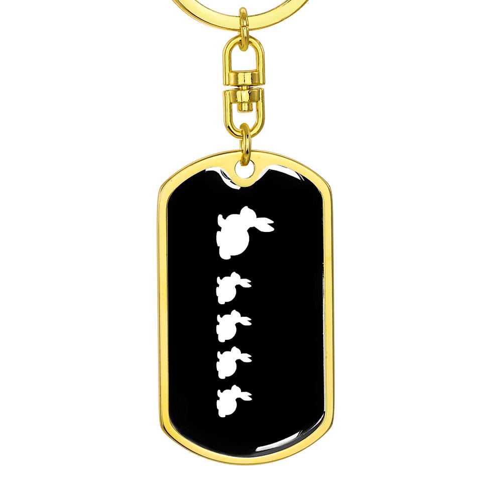 Mama Rabbit With 4 Kittens v3 - Luxury Dog Tag Keychain