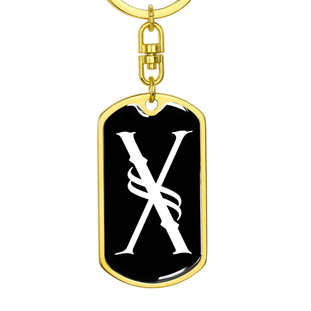 Initial X v001-13 - Luxury Dog Tag Keychain