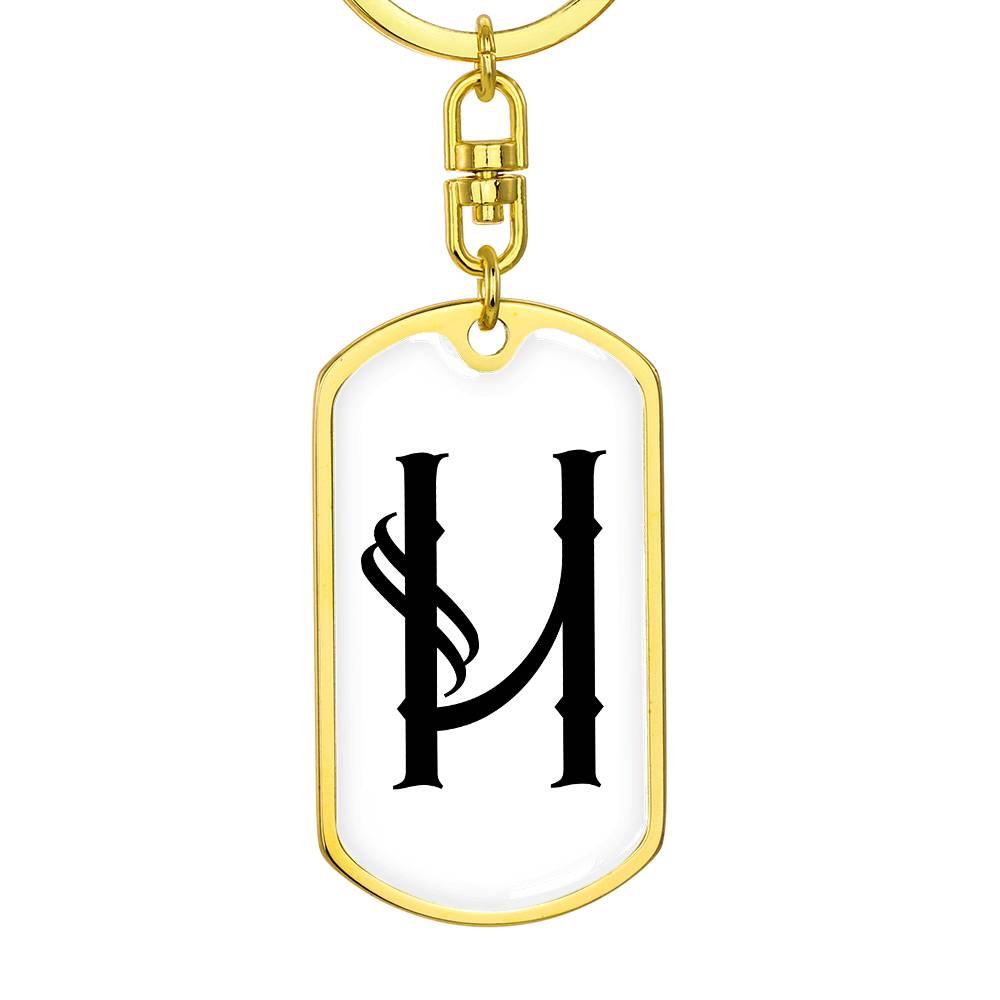Initial H v001-14 - Luxury Dog Tag Keychain