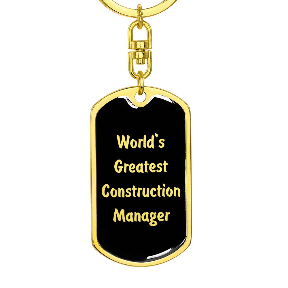 World's Greatest Construction Manager v2 - Luxury Dog Tag Keychain