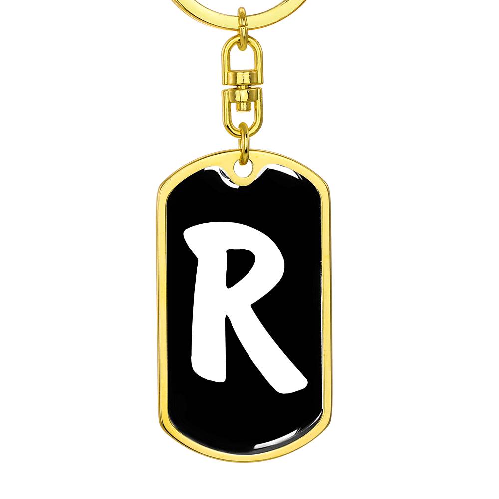Initial R v3b - Luxury Dog Tag Keychain