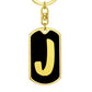 Initial J v2b - Luxury Dog Tag Keychain