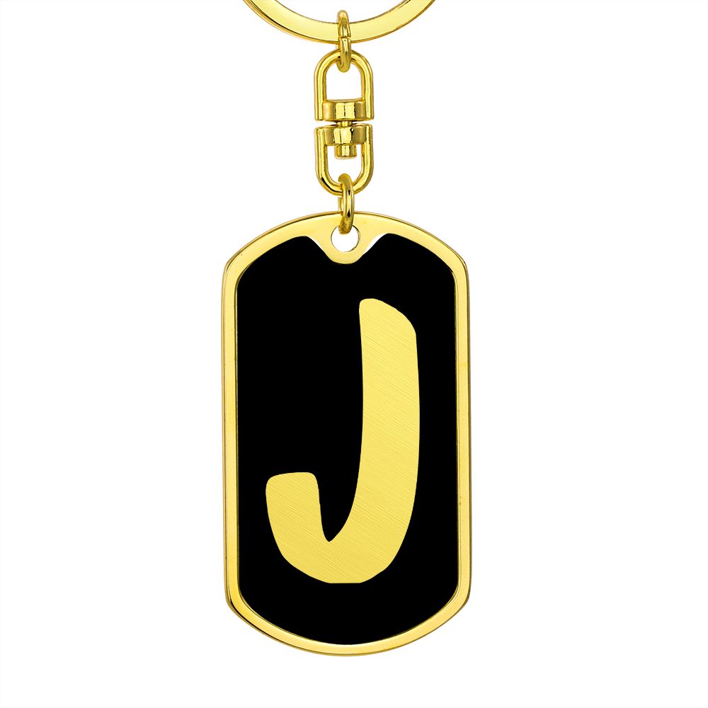 Initial J v2b - Luxury Dog Tag Keychain