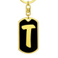 Initial T v2b - Luxury Dog Tag Keychain