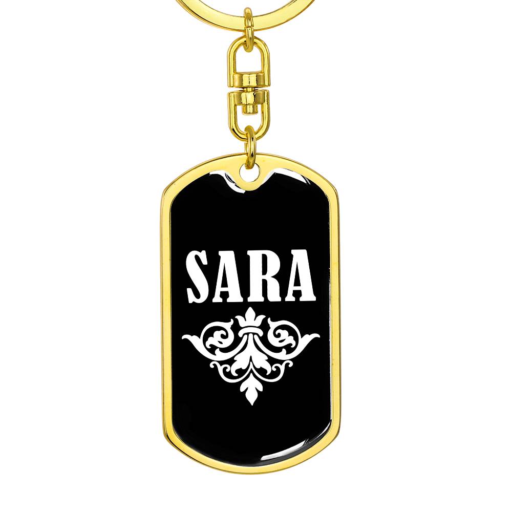 Sara v03a - Luxury Dog Tag Keychain