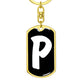 Initial P v3b - Luxury Dog Tag Keychain