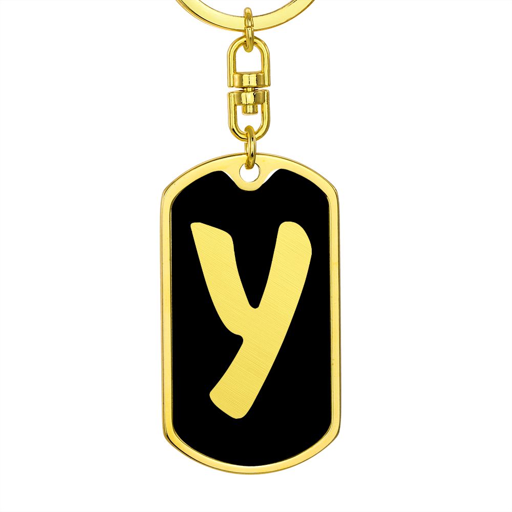 Initial Y v2b - Luxury Dog Tag Keychain