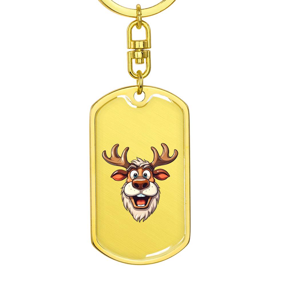 Funny Reindeer Face 08 - Luxury Dog Tag Keychain