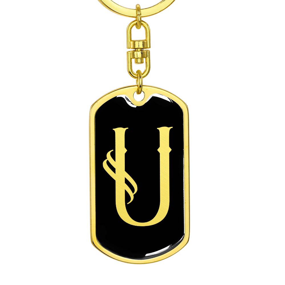 Initial U v001-12 - Luxury Dog Tag Keychain