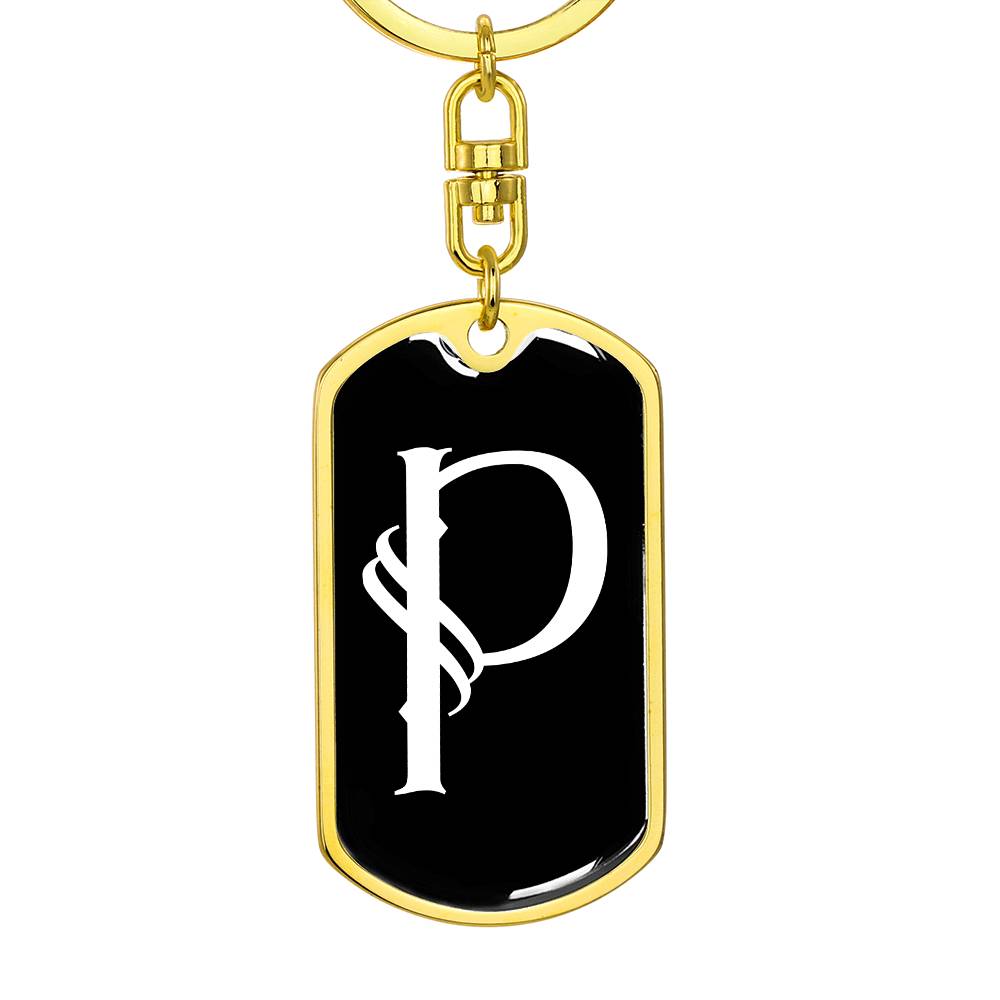 Initial P v001-13 - Luxury Dog Tag Keychain