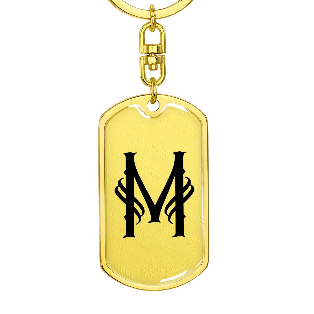 Initial M v001-11 - Luxury Dog Tag Keychain