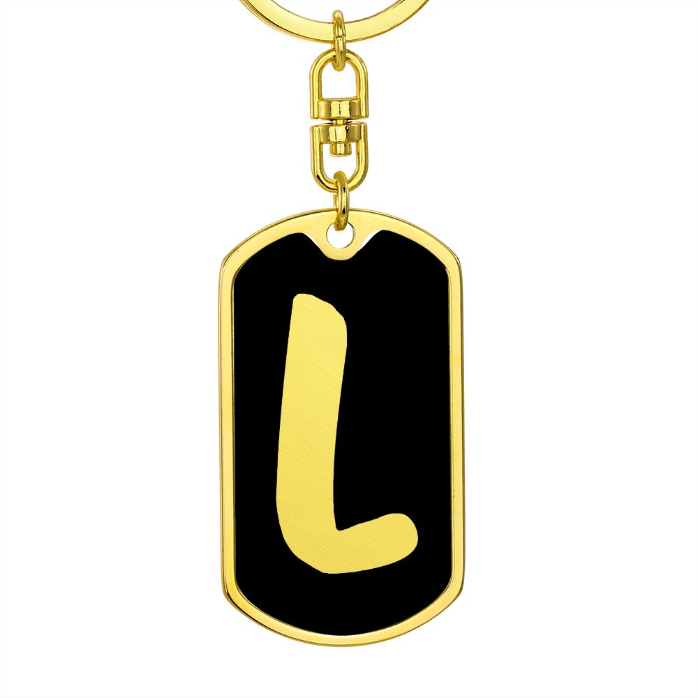 Initial L v2b - Luxury Dog Tag Keychain