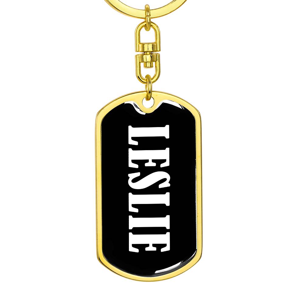 Leslie v01w - Luxury Dog Tag Keychain