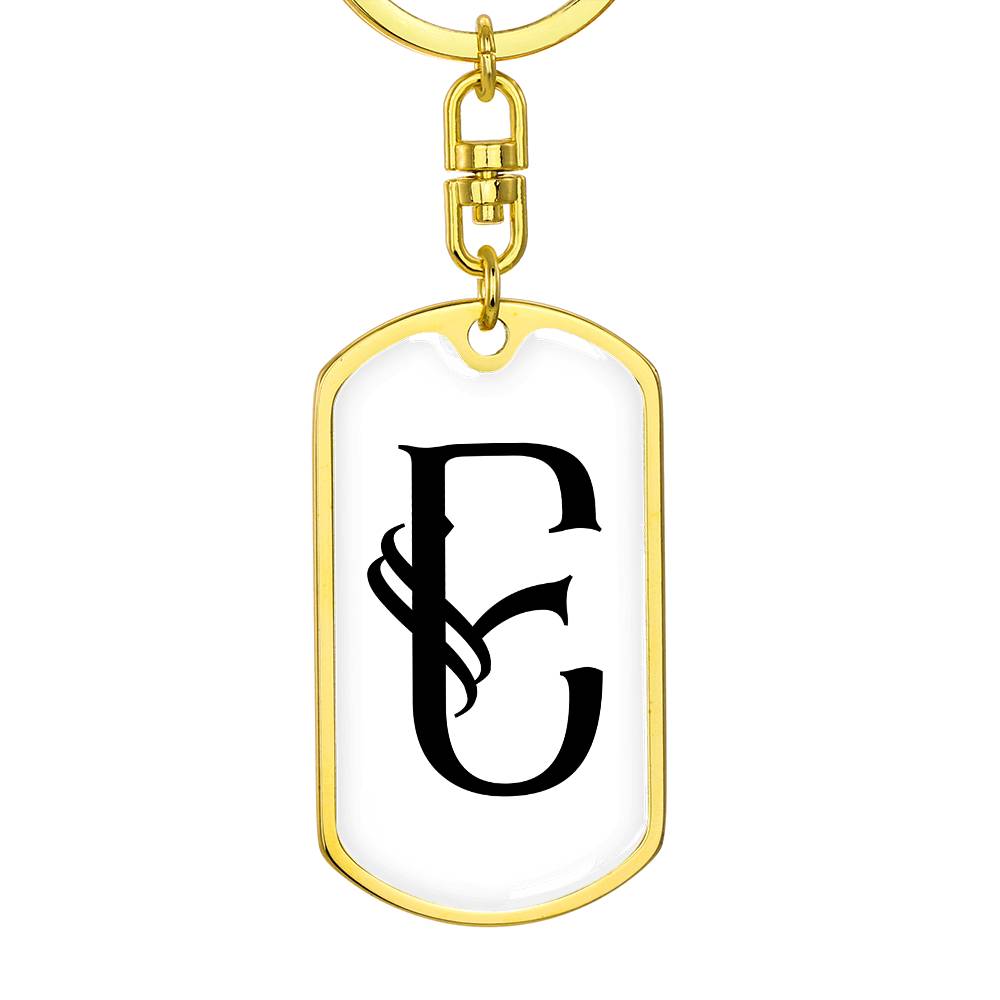 Initial E v001-14 - Luxury Dog Tag Keychain