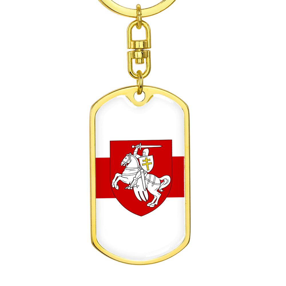 Pahonia And White-Red-White Flag (Belarus) - Luxury Dog Tag Keychain