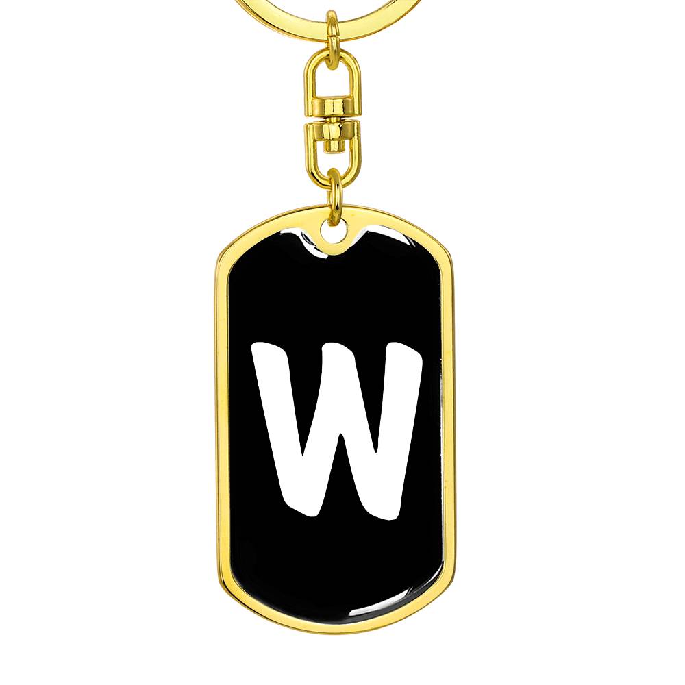 Initial W v3b - Luxury Dog Tag Keychain
