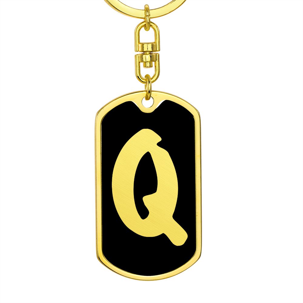 Initial Q v2b - Luxury Dog Tag Keychain