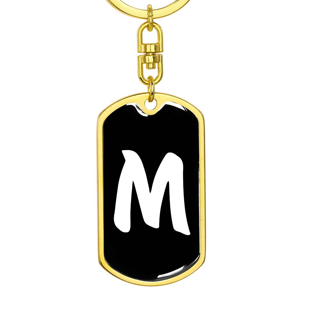Initial M v3b - Luxury Dog Tag Keychain