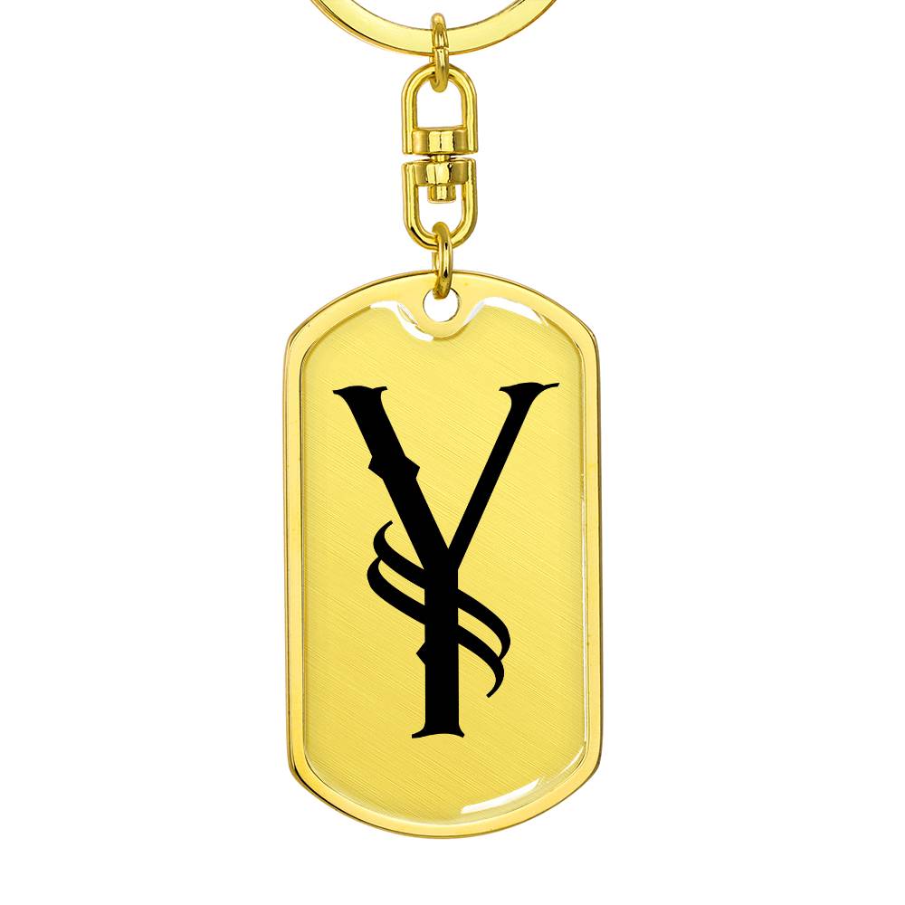 Initial Y v001-11 - Luxury Dog Tag Keychain