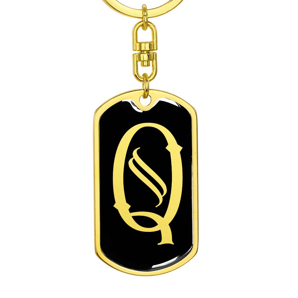 Initial Q v001-12 - Luxury Dog Tag Keychain