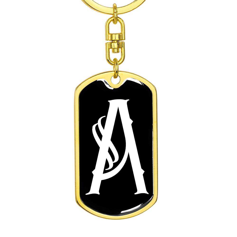Initial A v001-13 - Luxury Dog Tag Keychain