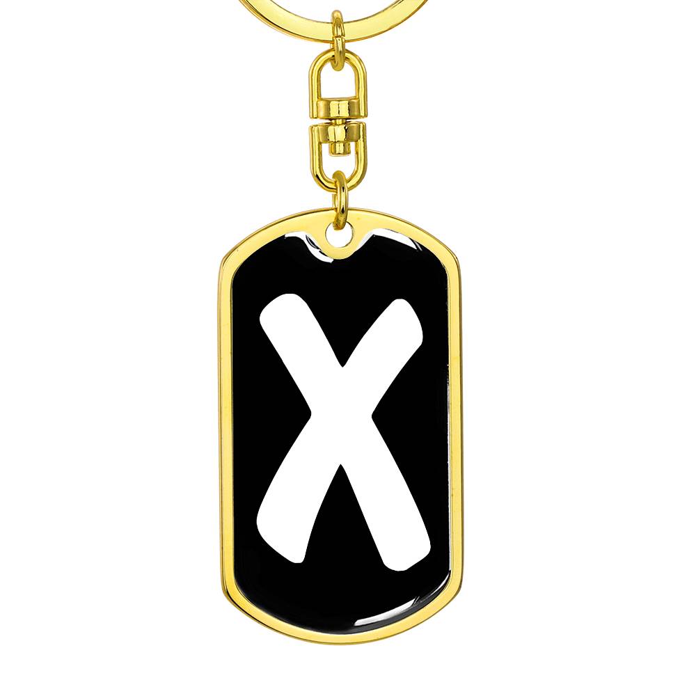 Initial X v3b - Luxury Dog Tag Keychain