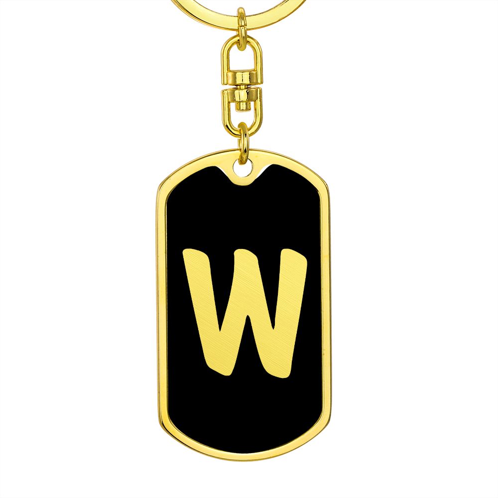 Initial W v2b - Luxury Dog Tag Keychain