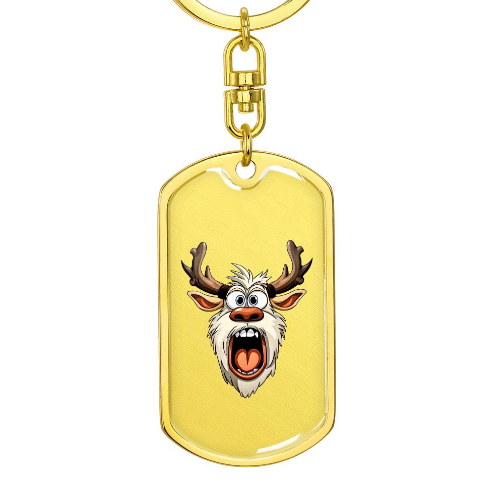 Funny Reindeer Face 17 - Luxury Dog Tag Keychain