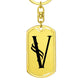 Initial V v001-11 - Luxury Dog Tag Keychain