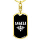 Angela v03a - Luxury Dog Tag Keychain