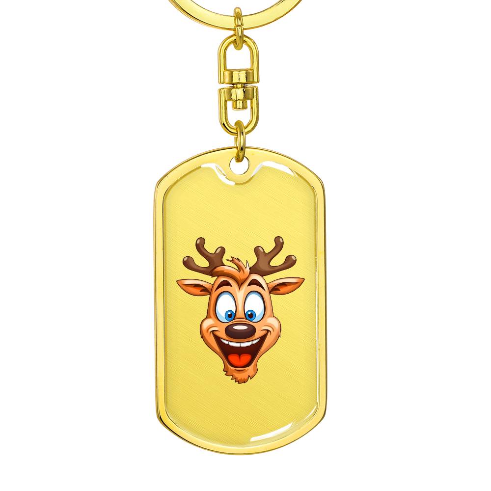 Funny Reindeer Face 04 - Luxury Dog Tag Keychain