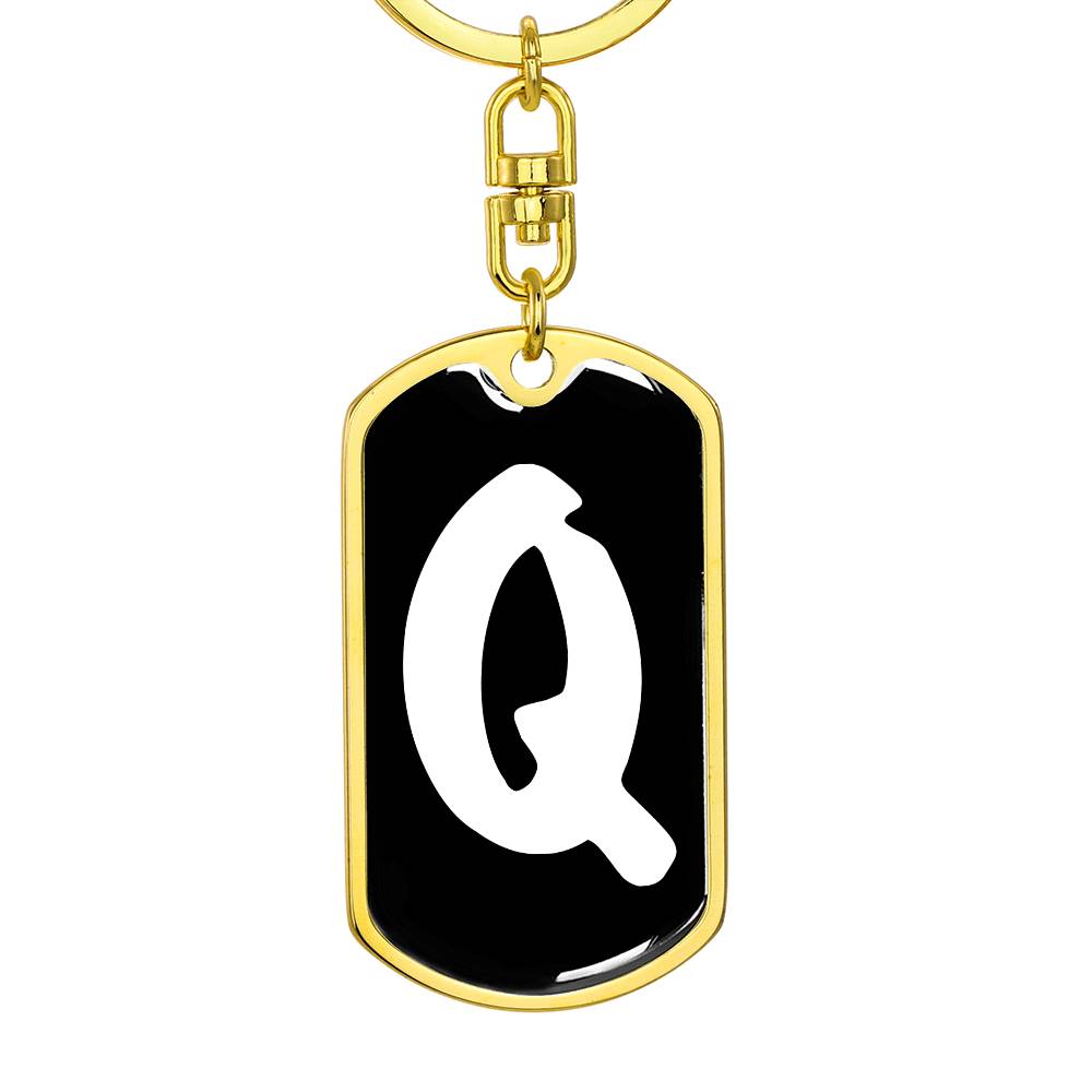 Initial Q v3b - Luxury Dog Tag Keychain