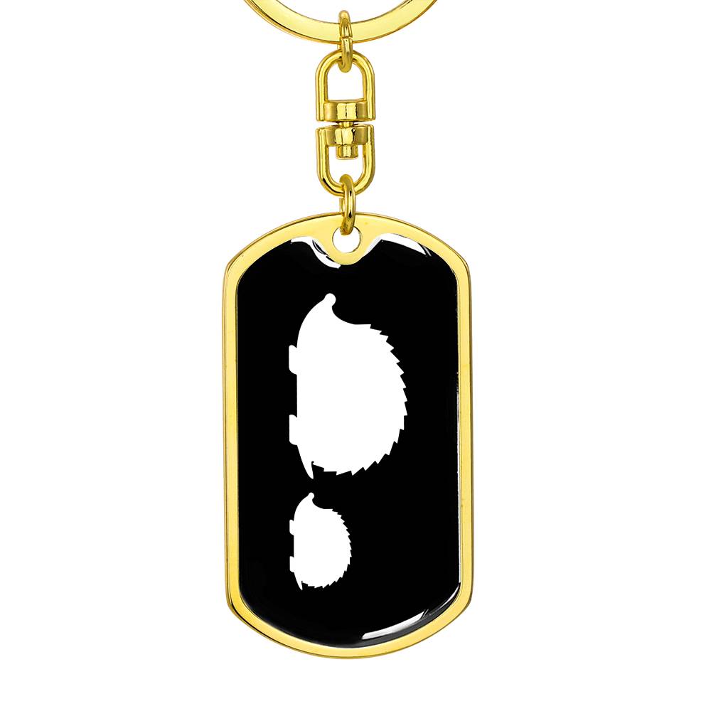 Mama Hedgehog With 1 Hoglet v3 - Luxury Dog Tag Keychain