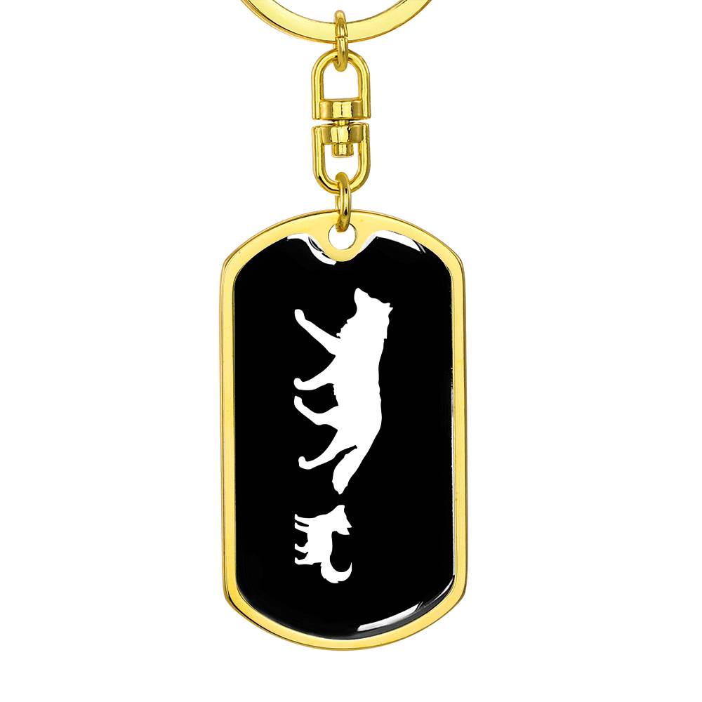 Mama Wolf With 1 Pup v3 - Luxury Dog Tag Keychain
