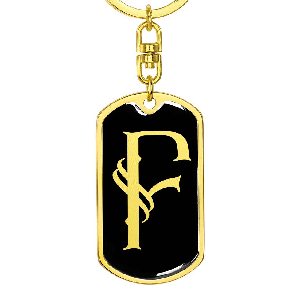 Initial F v001-12 - Luxury Dog Tag Keychain