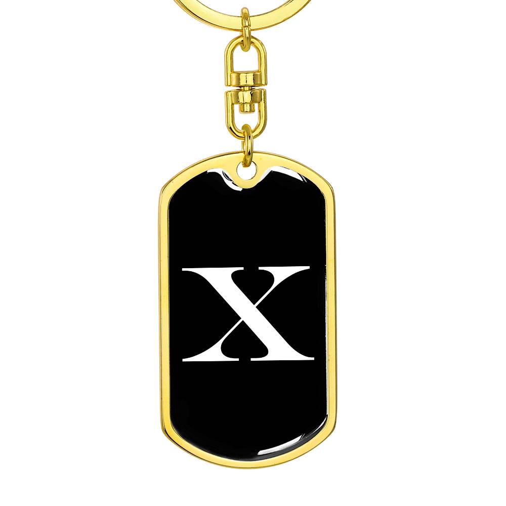 Initial X v3a - Luxury Dog Tag Keychain
