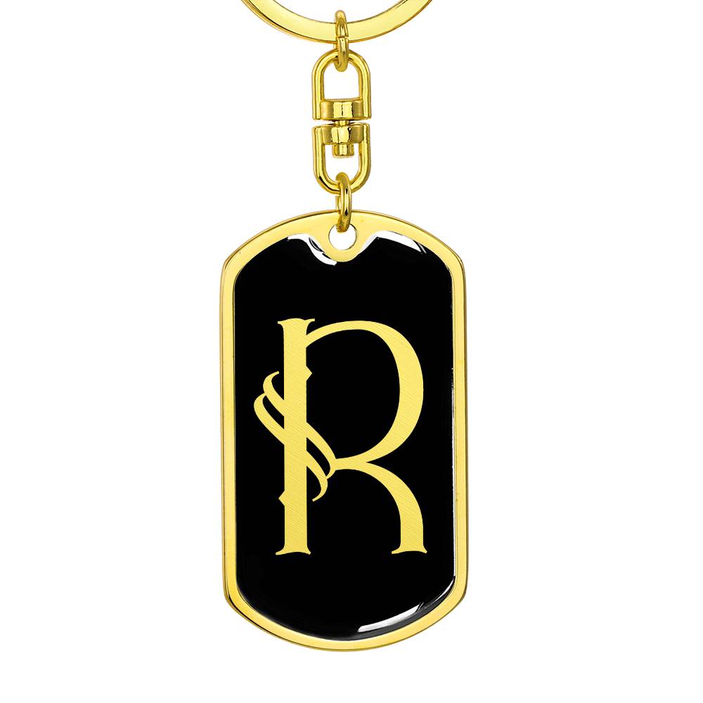 Initial R v001-12 - Luxury Dog Tag Keychain