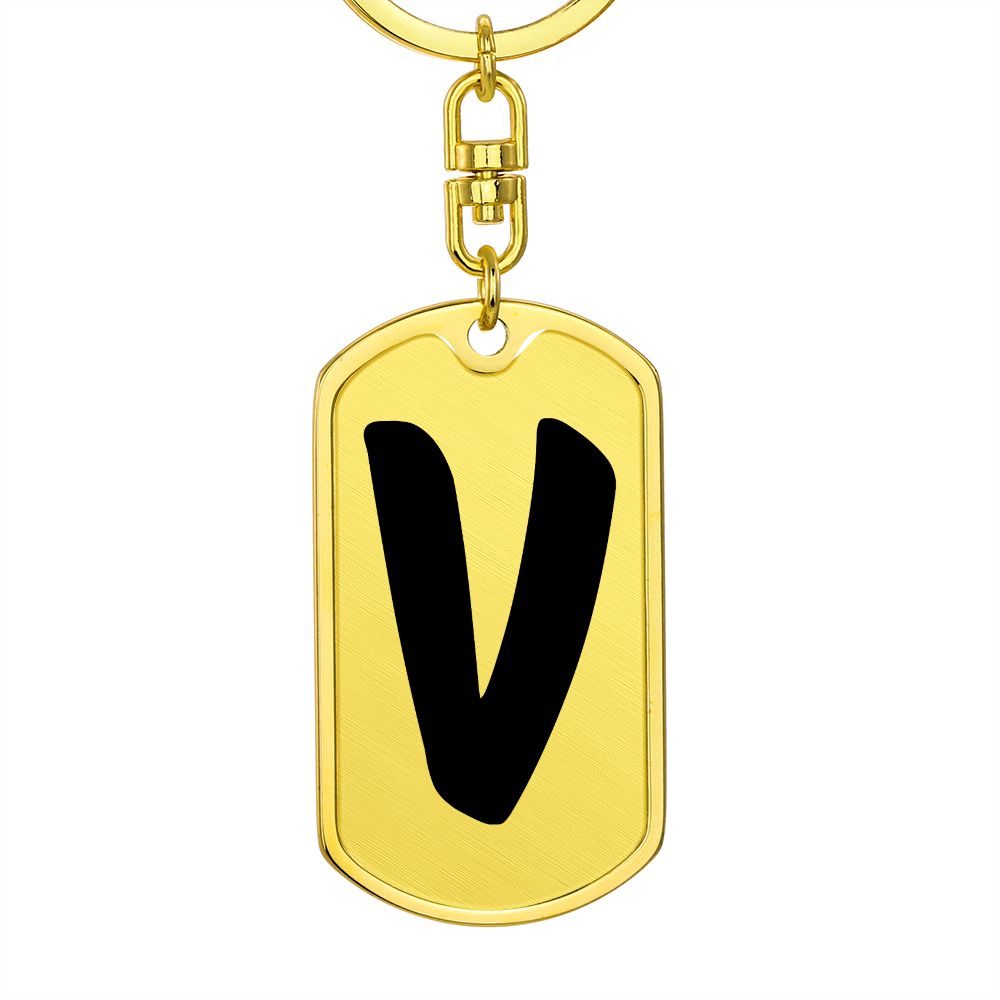 Initial V v1b - Luxury Dog Tag Keychain