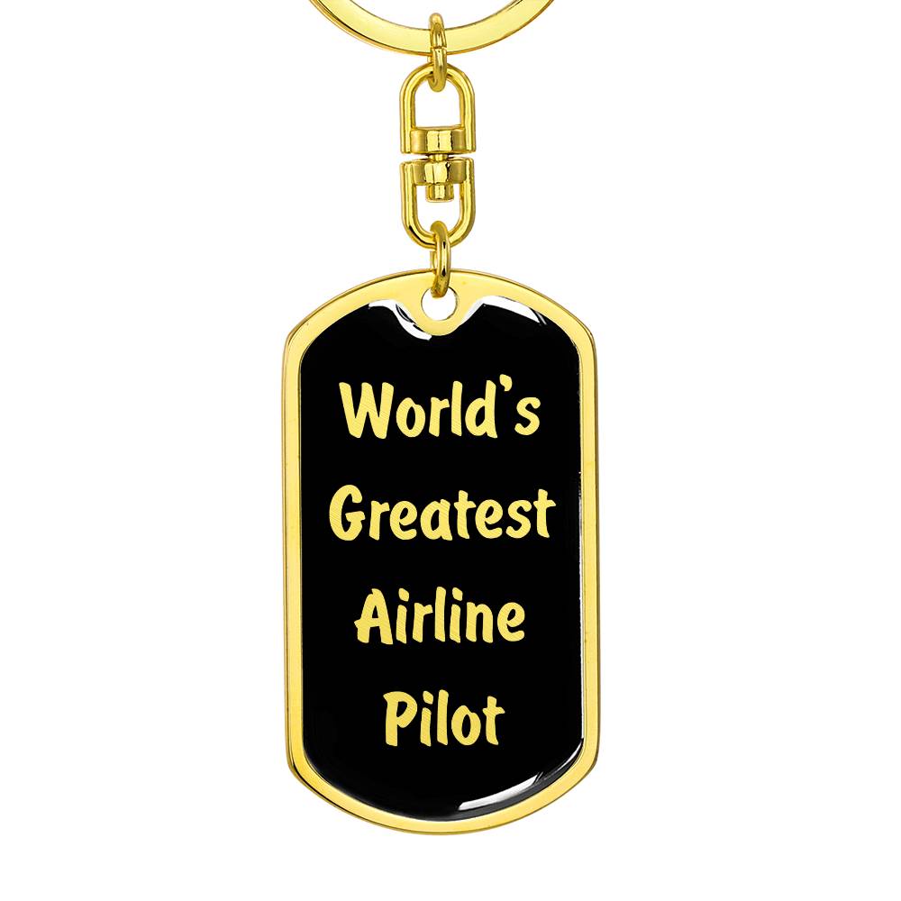 World's Greatest Airline Pilot v2 - Luxury Dog Tag Keychain