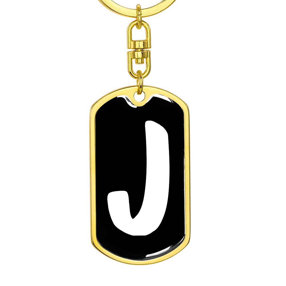 Initial J v3b - Luxury Dog Tag Keychain