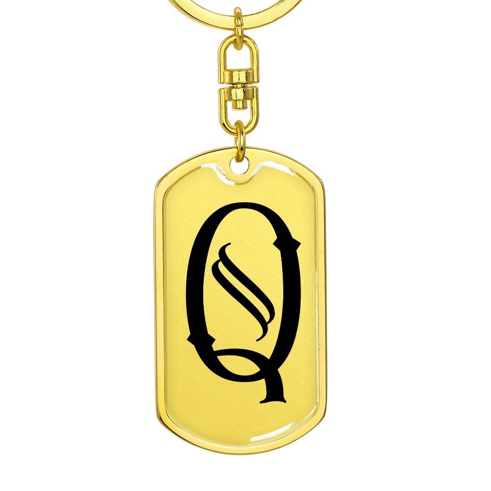 Initial Q v001-11 - Luxury Dog Tag Keychain