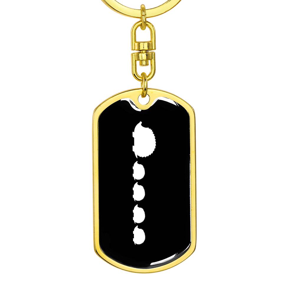 Mama Hedgehog With 4 Hoglets v3 - Luxury Dog Tag Keychain
