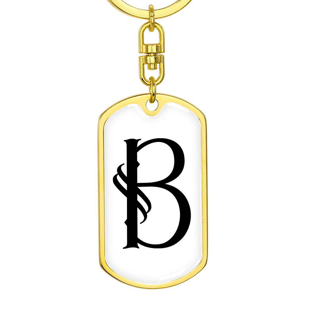 Initial B v001-14 - Luxury Dog Tag Keychain