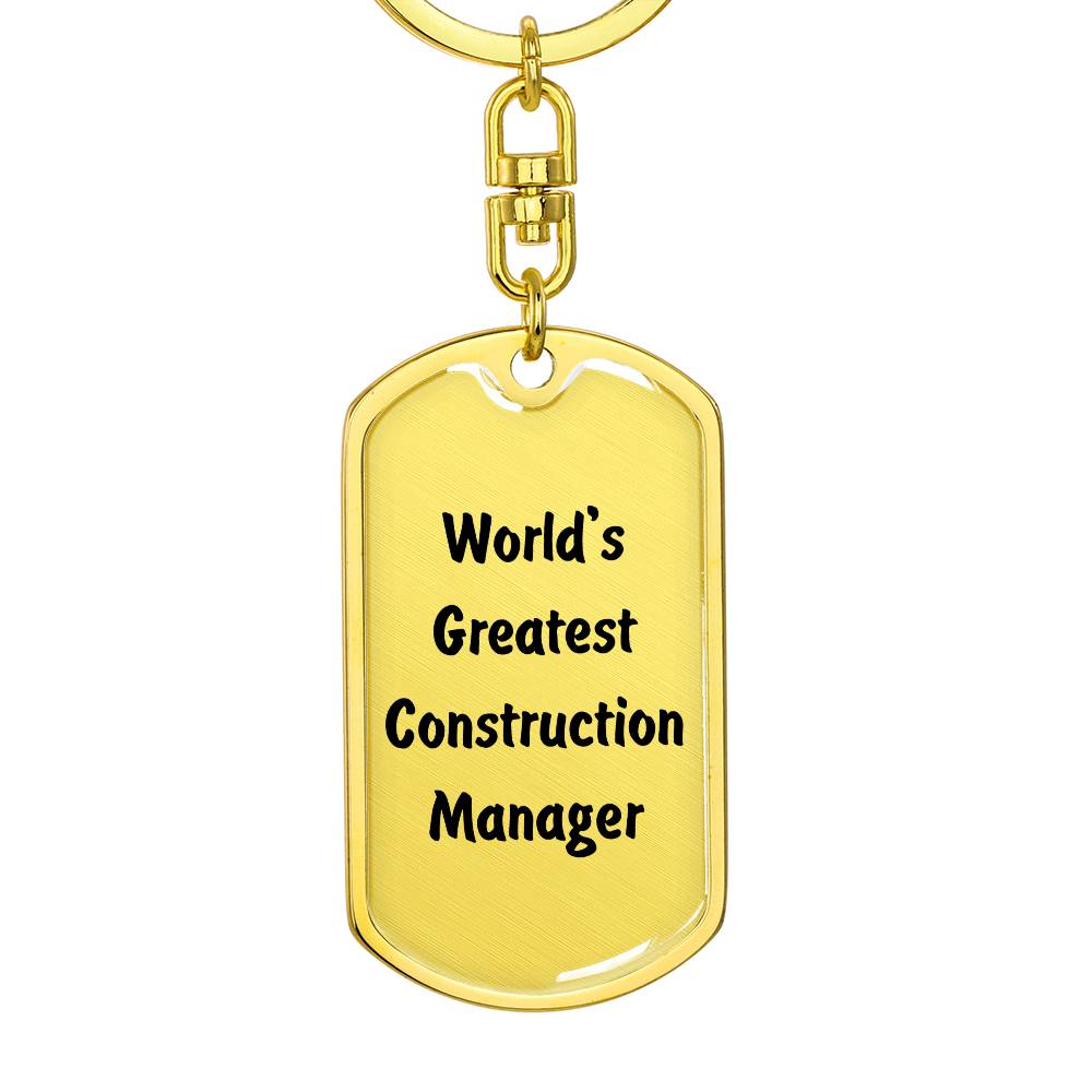 World's Greatest Construction Manager - Luxury Dog Tag Keychain