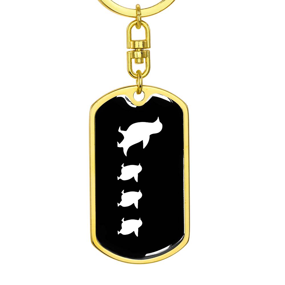 Mama Penguin With 3 Chicks v3 - Luxury Dog Tag Keychain