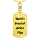 World's Greatest Airline Pilot - Luxury Dog Tag Keychain