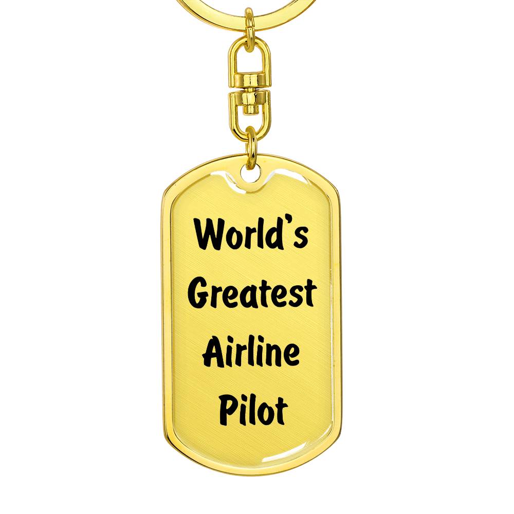 World's Greatest Airline Pilot - Luxury Dog Tag Keychain